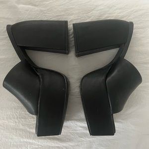 Black Slip-On Mule Platforms - Never Worn